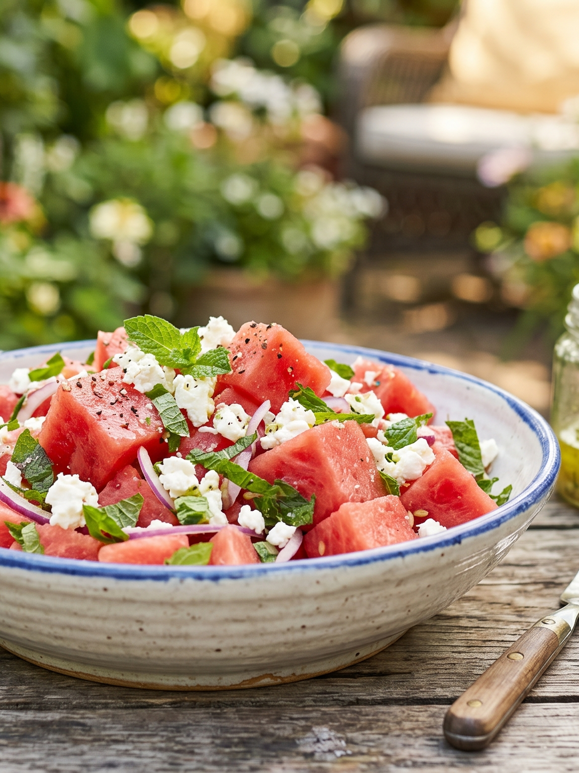 watermelon feta and mint summer salad for healthy summer eating